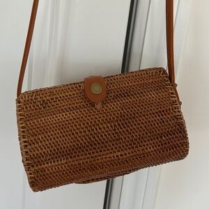 Anthropologie Rattan Crossbody Bag